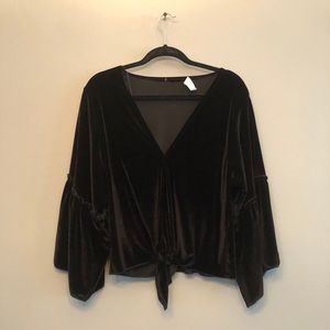 Flowy Velvet Black Shirt - oversized